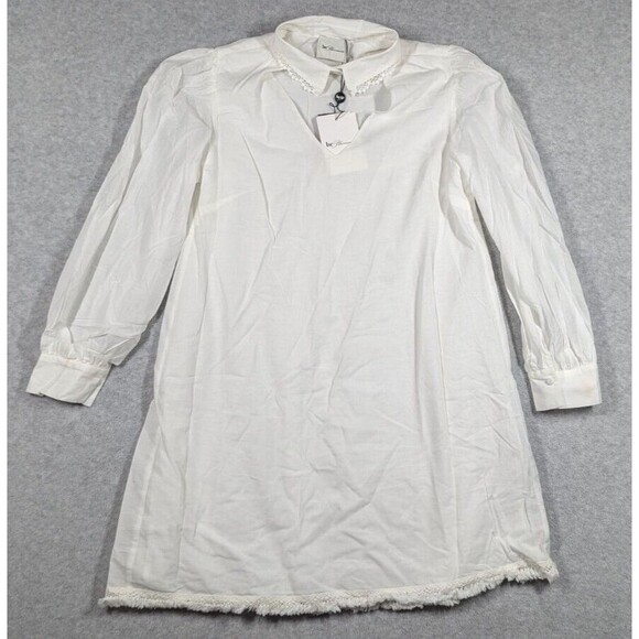 Be Blumarine Women Dress Size 10 Crochet Fringe Cutout Long Sleeve Delicate - Picture 1 of 11